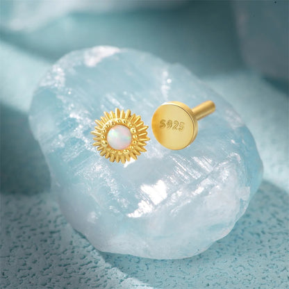 Verguld Sun and Moon Opal Stud Oorbellen – Ottie